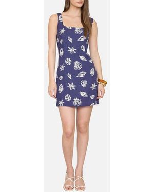 Blu Pepper Shell Print Minidress - Blue