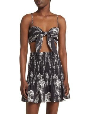 AllSaints Riah Mia Bandeau Linen Crop Camisole Top - Black