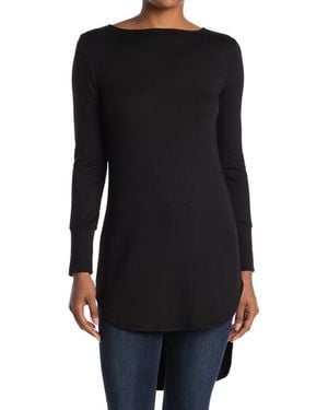 Go Couture Graphic Boat Neck Top - Black