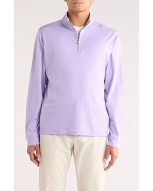 David Donahue Stripe Quarter Zip Pullover Sweater - Purple