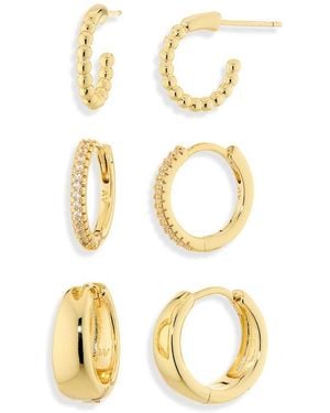 Argento Vivo Set Of 3 Huggie Hoop Earrings - Metallic