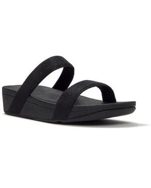 Fitflop Flowrise Glitz Wedge Slide Sandal - Black