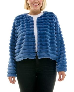 Nina Leonard Faux Fur Bolero Jacket - Blue
