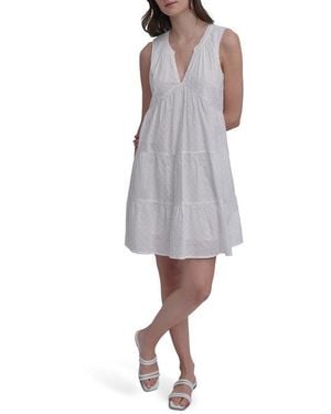 DKNY Sleeveless Eyelet Dress - Gray