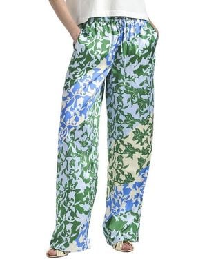 Derek Lam Aurely Draped Wide Leg Pants - Blue