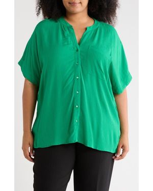 Tahari Elbow Sleeve Button-Up Shirt - Green