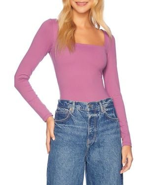 Susana Monaco Square Neck Top - Purple