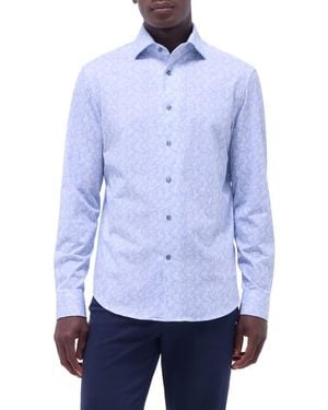 Bugatchi Devon Ooohcotton Floral Button-Up Shirt - Blue
