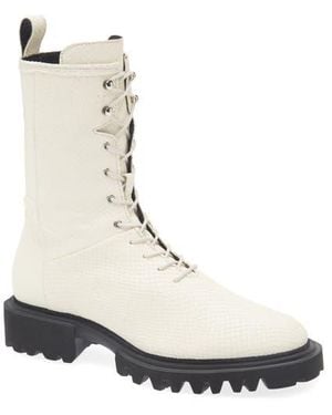 AllSaints Maren Snakeskin Embossed Leather Boot - White