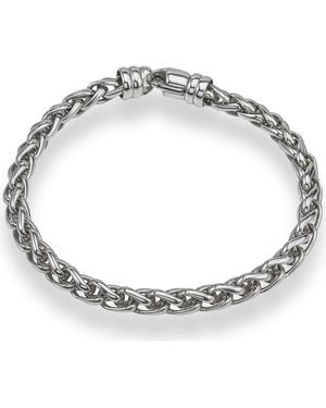 Esquire Rhodium Plated Sterling Wheat Chain Bracelet - Metallic