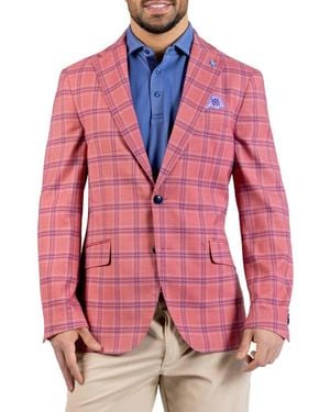 Tailorbyrd Textured Yarn Dyed Shadow Plaid Sport Coat - Pink