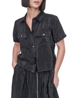 DKNY Tech Poplin Button-Up Shirt - Black