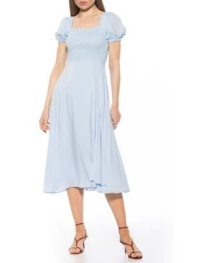 Alexia Admor Iris Smocked Short Sleeve Midi Dress - Blue