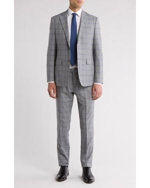 English Laundry Plaid Wool Blend Suit - Gray