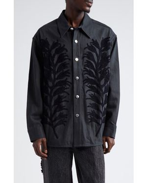 Song For The Mute Fern Hemp & Cotton Shirt Jacket - Black