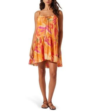 Astr Keala Drop Waist Minidress - Orange