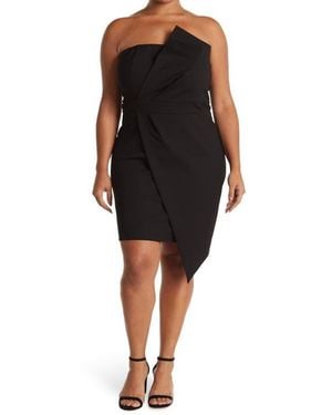 Love By Design Audrey Strapless Asymmetrical Dress - Black