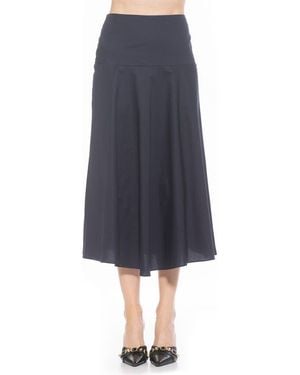 Alexia Admor Hadley Stretch Cotton Midi Skirt - Blue