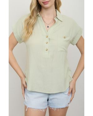 Blu Pepper Half Button Shirt - Green