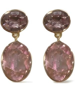 MacRae & Co Crystal Double Drop Earrings - Brown