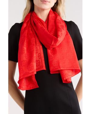 Givenchy 4G Baroque Silk Jacquard Skinny Scarf - Red