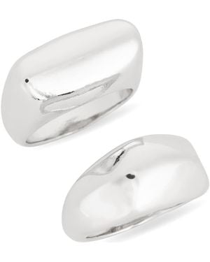 Leith 2-Pack Assorted Signet Rings - White