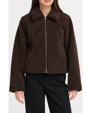 Ichi High Pile Fleece Jacket - Black