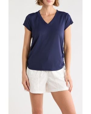 DKNY Ruched Tech T-Shirt - Blue