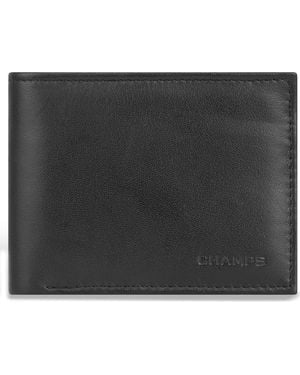 CHAMPS Classic Leather Bifold Wallet - Black