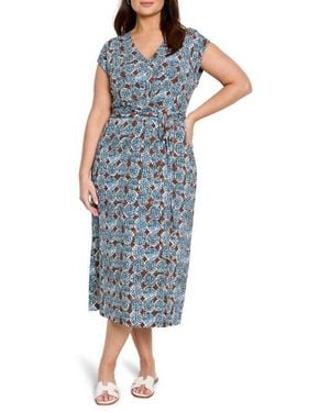 NIC+ZOE Sand Dollar Stella Faux Wrap Midi Dress - Blue
