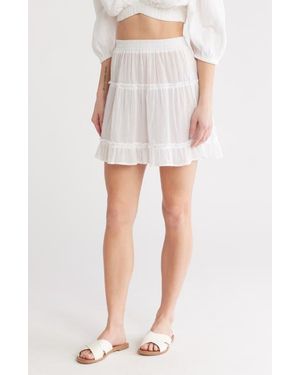 Elan Smocked Tiered Cotton Cover-Up Skirt - White