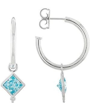 Judith Ripka Cz Dangle Hoop Earrings - White