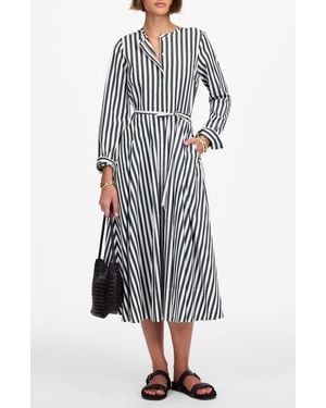 Madewell Janis Stripe Long Sleeve Cotton Poplin Shirtdress - White