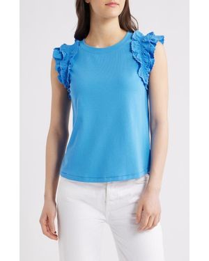 Wit & Wisdom Ruffle Sleeve Top - Blue