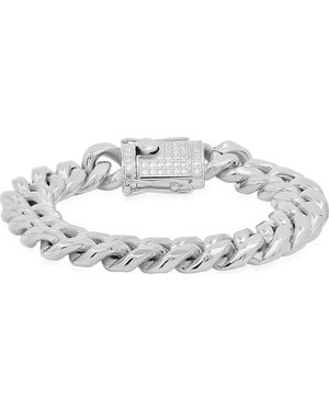 HMY Jewelry Stainless Steel Miami Curb Chain Bracelet - Metallic