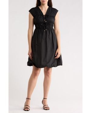 Ellen Tracy Poplin Cotton Bubble Dress - Black