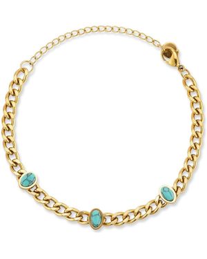 Glaze Jewelry Stone Station Curb Chain Bracelet - Metallic