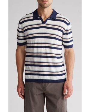 Slate & Stone Stripe Linen & Cotton Polo - Multicolor