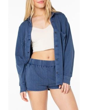 Roxy Sandpiper Cotton Button-Up Shirt - Blue
