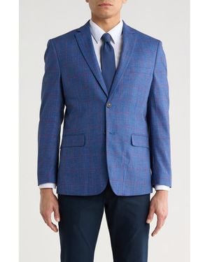 Gino Vitale Slim Fit Windowpane Blazer - Blue