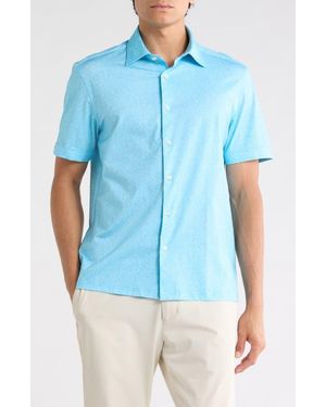 Bugatchi Short Sleeve Woven Shirt - Blue