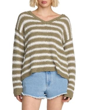 Volcom Stripe V-Neck Sweater - Green