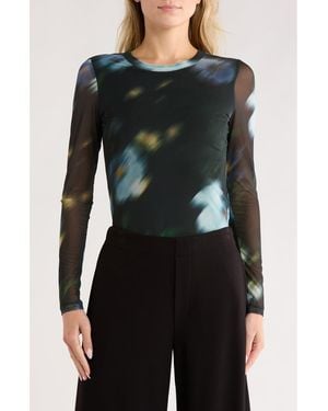 Rag & Bone Aliyah Long Sleeve Mesh Top - Black