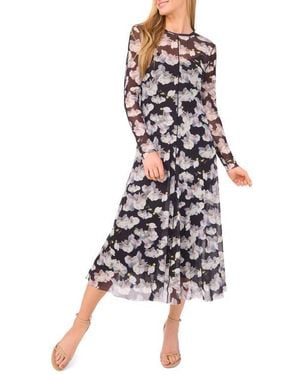 Ted Baker Floral Long Sleeve Mesh Dress - White