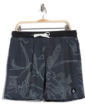 Volcom Manic Print Swim Trunks - Black