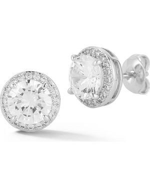 Glaze Jewelry Round Cubic Zirconia Halo Stud Earrings - Metallic