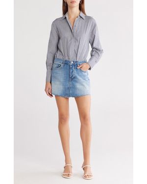 Jonathan Simkhai Eastyn Long Sleeve Mixed Media Minidress - Blue