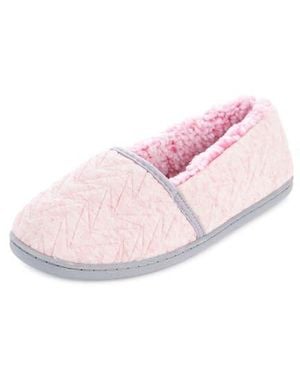 FLOOPI Quilted Fleece Memory Foam Slippers - Pink
