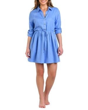 La Blanca Delphine Cover-Up Shirtdress - Blue