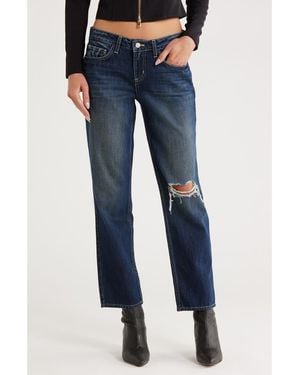 L'Agence Nevia Low Rise Slouch Straight Leg Jeans - Blue